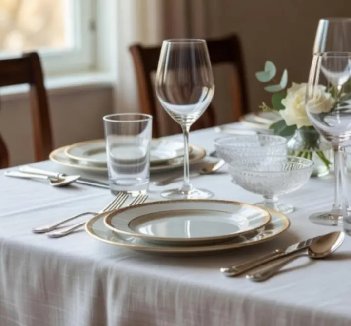 Stół zainspirowany kolekcją szkła stołowego Dining Market PL.